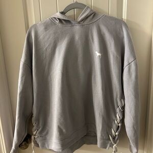 Purplish Gray PINK Victoria’s Secret Hoodie with lace up sides